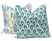 MEMORIAL DAY SALE Decorative Throw Pillow Covers Pair of Two 18 x 18 Accent Pillow Throw Pillow Cushion Covers Frost Birch Ikat Burlap Pill