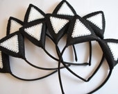 Wool Felt Party Pack of 5- Black and White Cat Ears