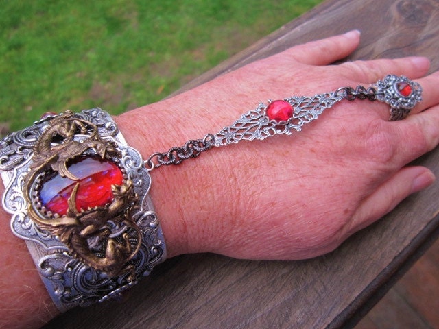 SLAVE CUFF Silver  Dragon Slave Cuff Dragons Breath