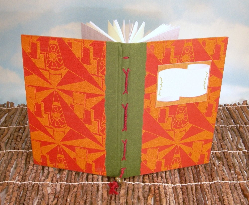 Slim Orange/Green Rebound 1970s Hardcover Volume into Address Book Journal