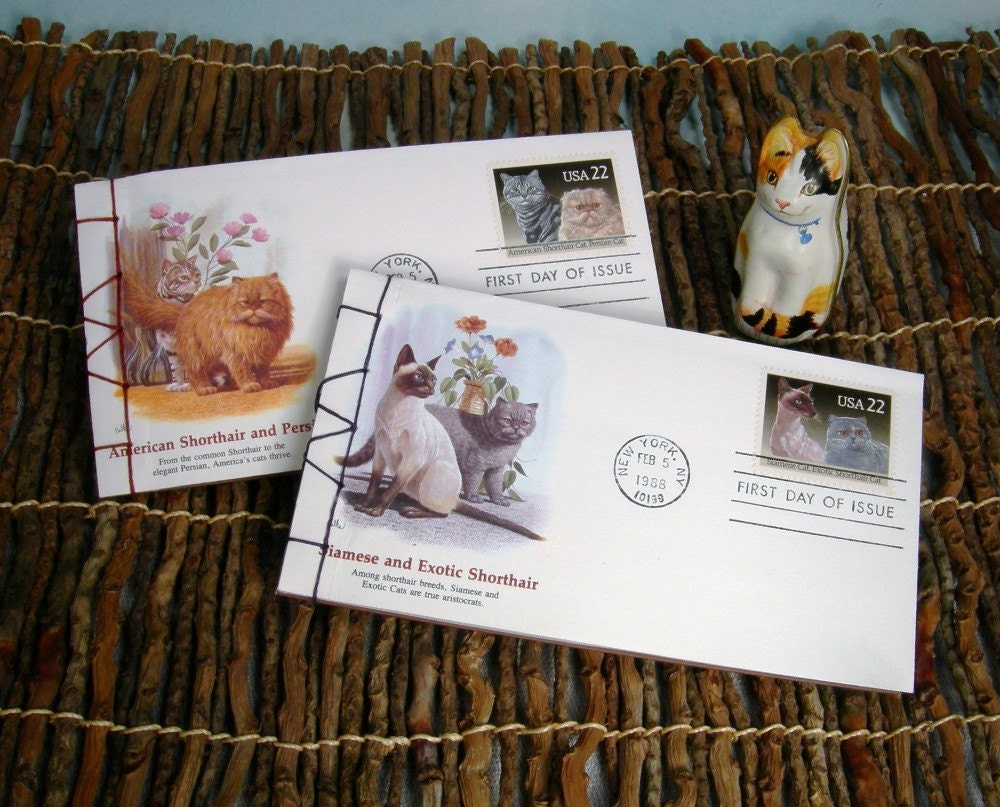 Cat Lover Correspondence Journal w/ Siamese/Exotic Shorthair Cats First Day Cover Envelope