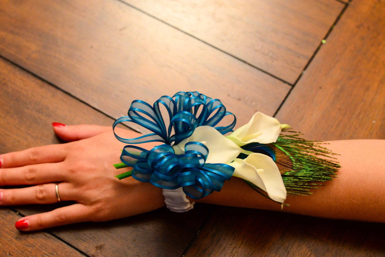 Calla Lily Peacock Corsage