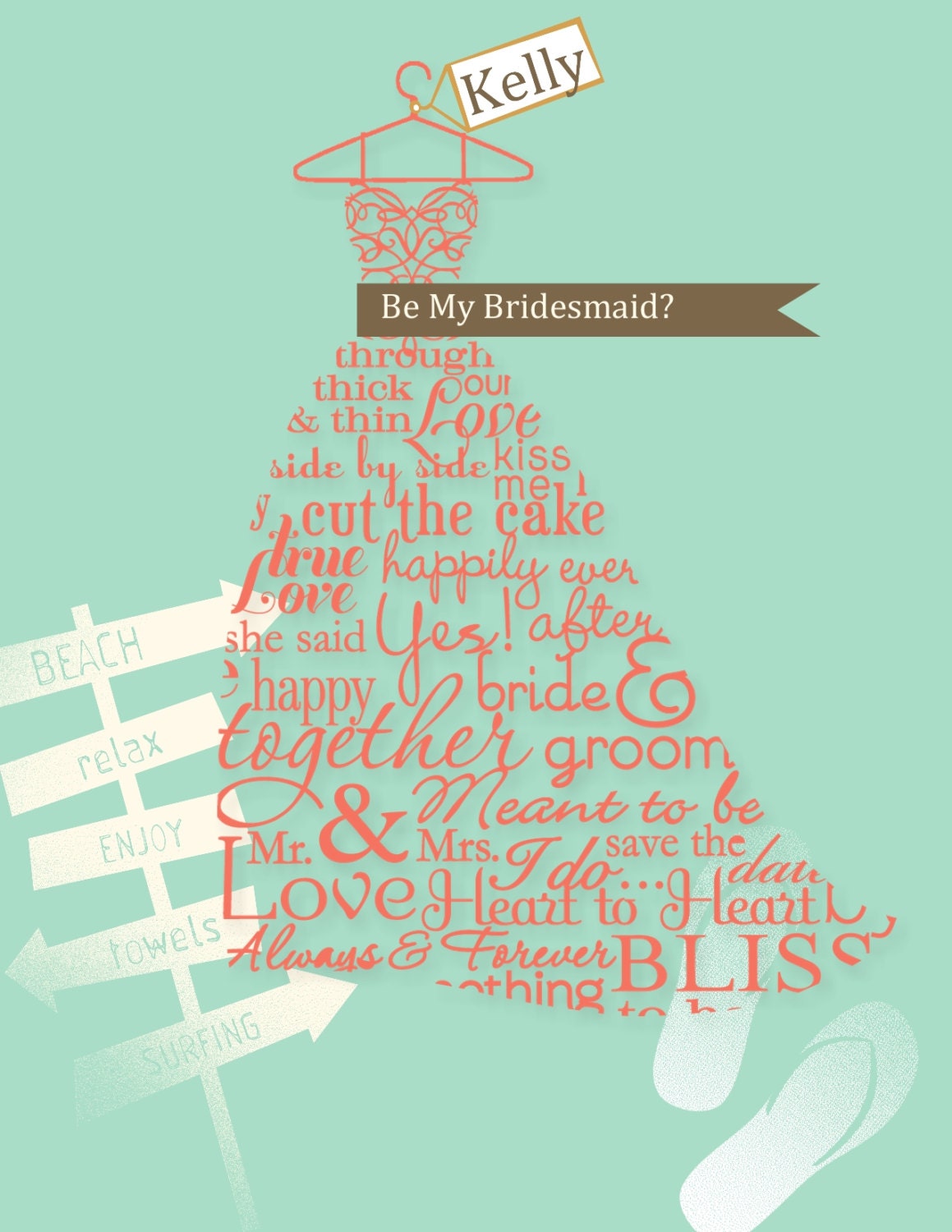 Will you be my bridesmaid beach theme wedding