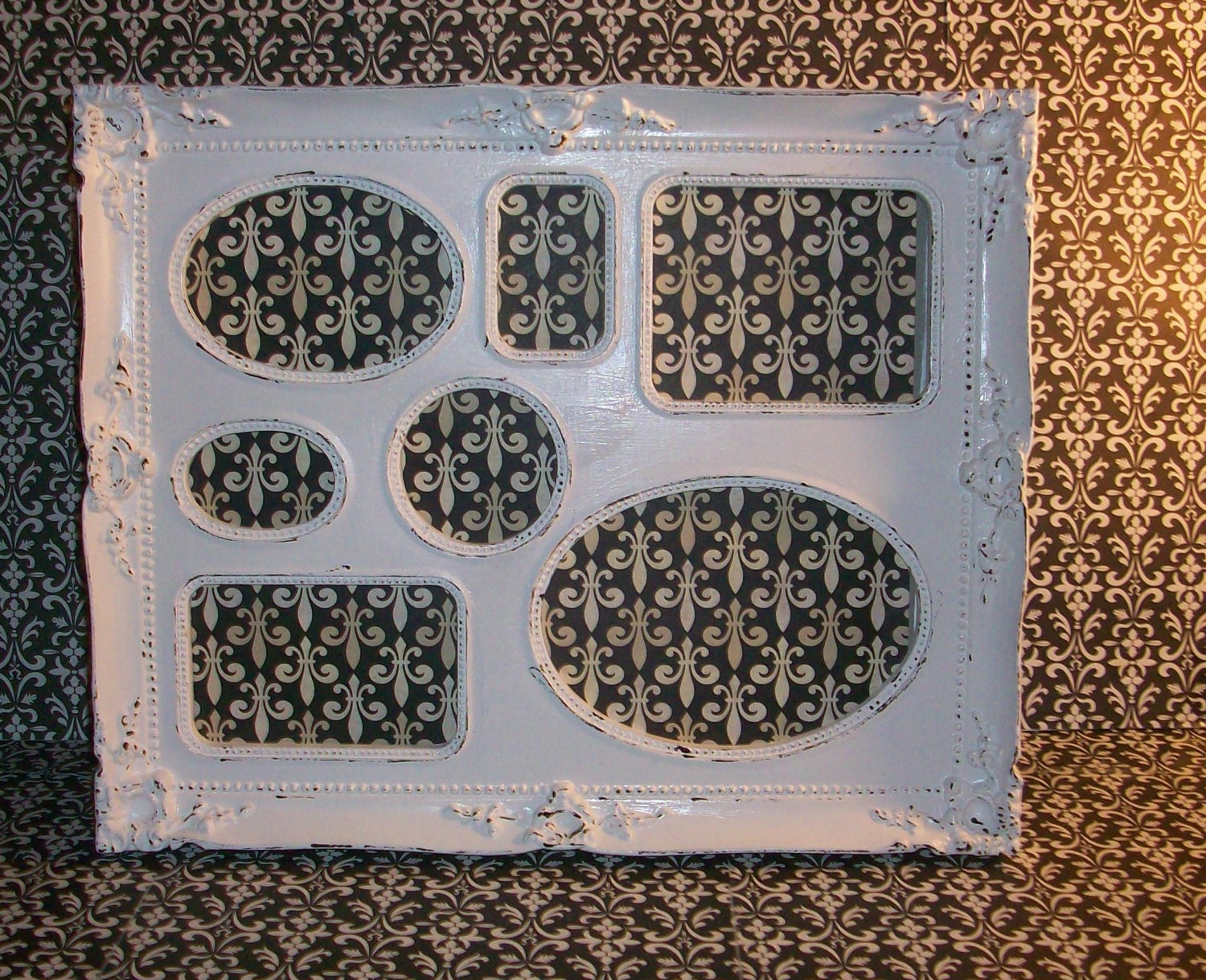 Chippy White Ornate Shabby Chic Collage Frame