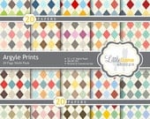 20 Argyle Digital Paper Multi Pack for Scrapbooking and Crafts INSTANT DOWNLOAD Personal and Commercial Use