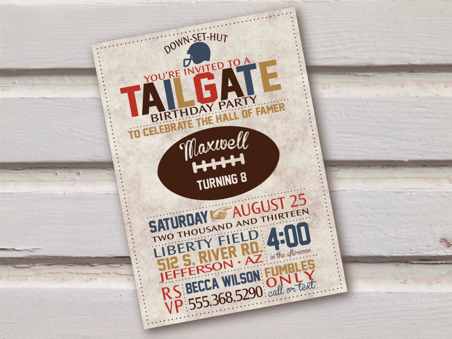 Digital Vintage Football Birthday Invitation
