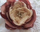 Bridal fabric flower hair accessory. Dusty rose and blush pink hair clip or special occasion accessory
