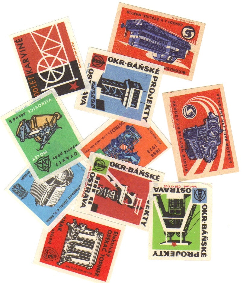SALE 10 Vintage Matchbox Labels - Set 26