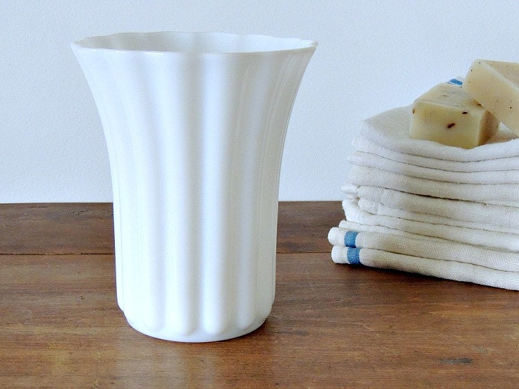 white milkglass fluted vase