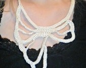 SALE Crochet freeform beige necklace