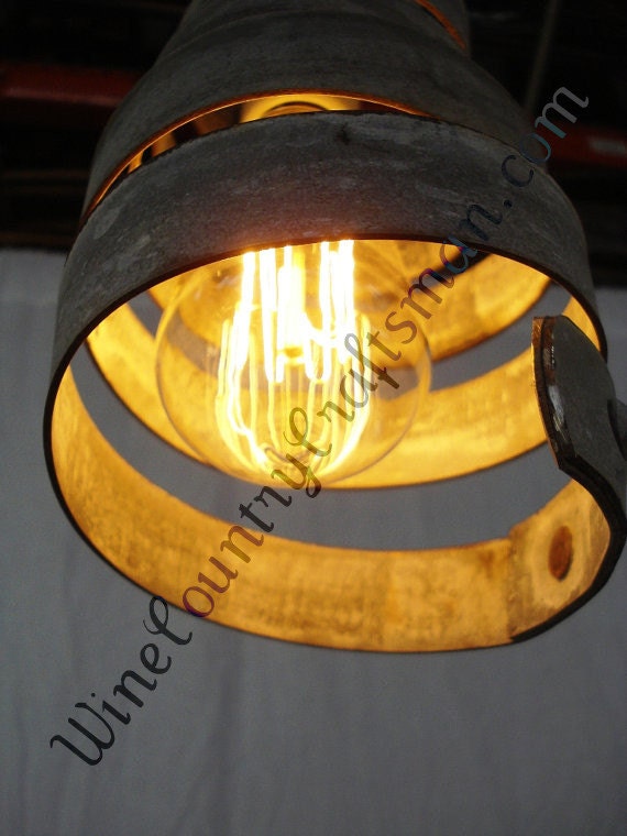 Wine Barrel Ring Hanging Pendant Light -Open -100% RECYCLED from Napa Wine Barrels