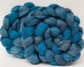 Blue and grey mixed Blue-Faced Leicester/silk combed top (spinning fiber or roving): Salish Sea, 4 oz