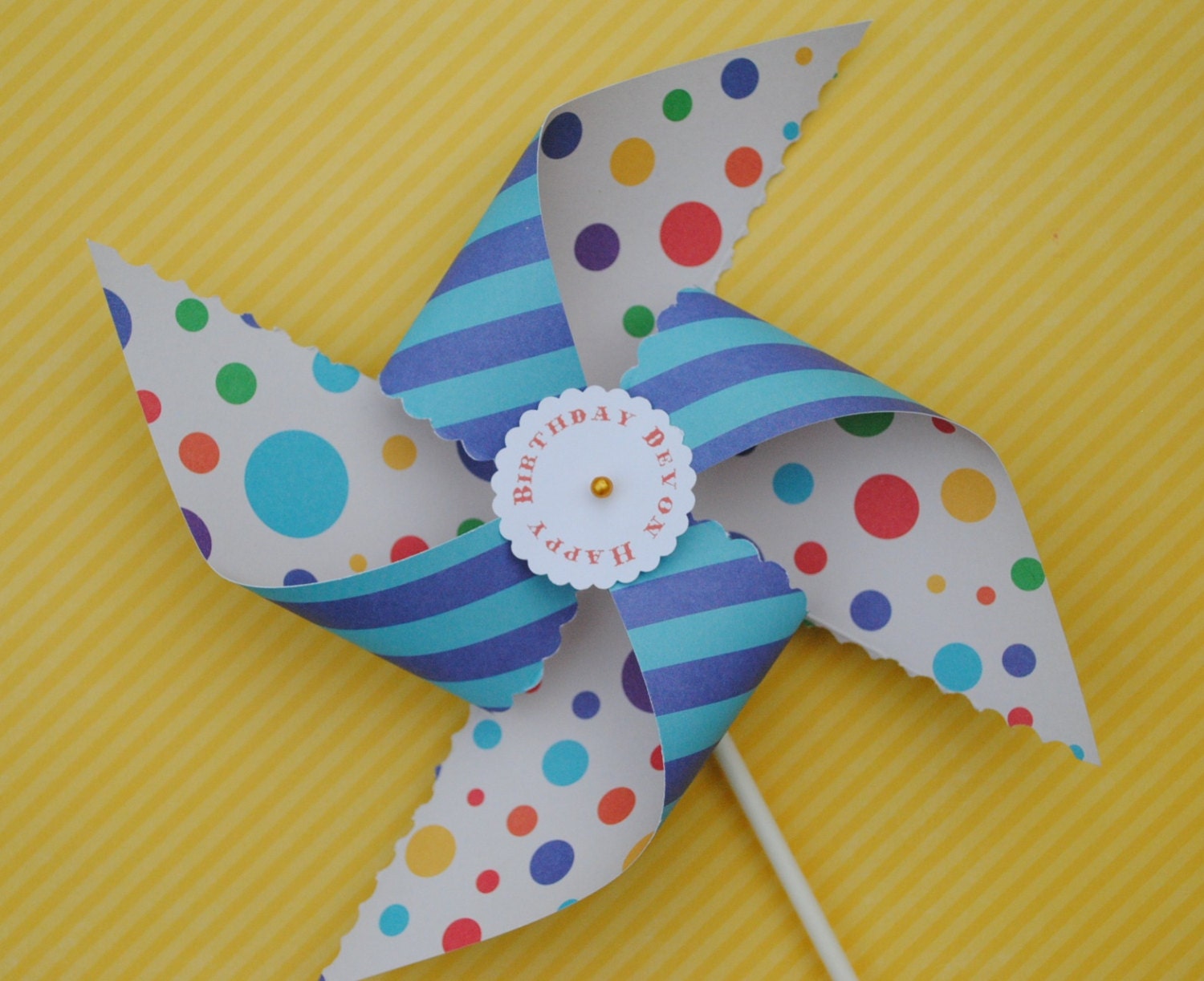 Set of 16 - Primary Dots - Personalized Pinwheels