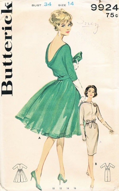 SELMA - 1950s/60s Low Back Party Dress - Mad Men - All Sizes - Custom Made