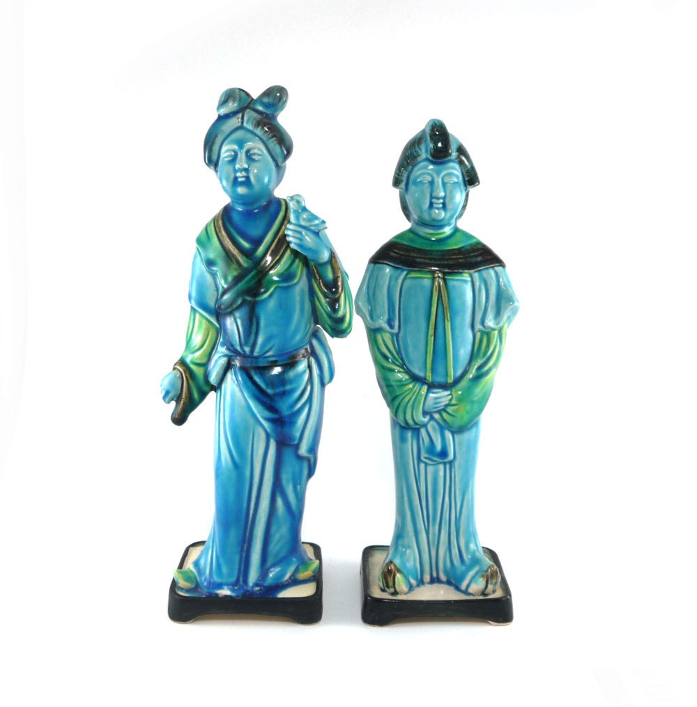 Vintage Japanese crackle glaze figurines