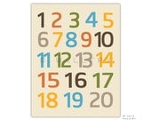 Modern Numbers wall art. Nursery art 123 poster. Children artwork for playroom 16x20 numbers print by WallFry