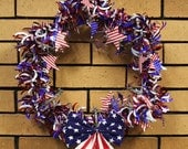 Upcycled Stars and Stripes Patriotic Bed Spring Wreath