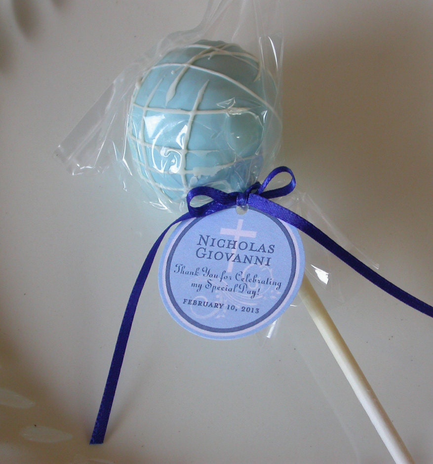 Baptism Tags for cake pops, lollipops and cookie favors - 1.5 inch custom personalized tags Il_170x135