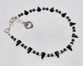Black - White - Bohemian Spike - Beaded Anklet
