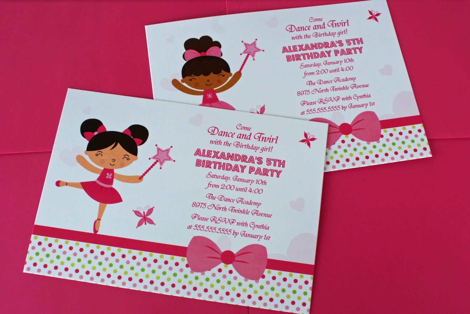 PRINTED Ballerina Girl's Birthday Party Invitations - Digital Version Available Il_570xn