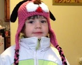 Pink puppy dog crochet hat for toddler age can do other size/colors