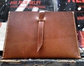 Document case lap top sleeve belt weight leather hand stitched