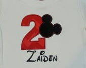 Boys, Long or Short Sleeve, Mickey Mouse, Appliqued Number, Shirt or Onesie, YOU DESIGN, Birthday, Disney Vacation