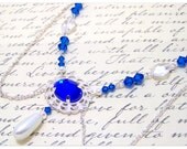 Medieval Necklace - Renaissance Jewelry - Medieval Jewelry - Pearl & Swarovski Crystal Necklace, Tudor, SCA, Elizabethan
