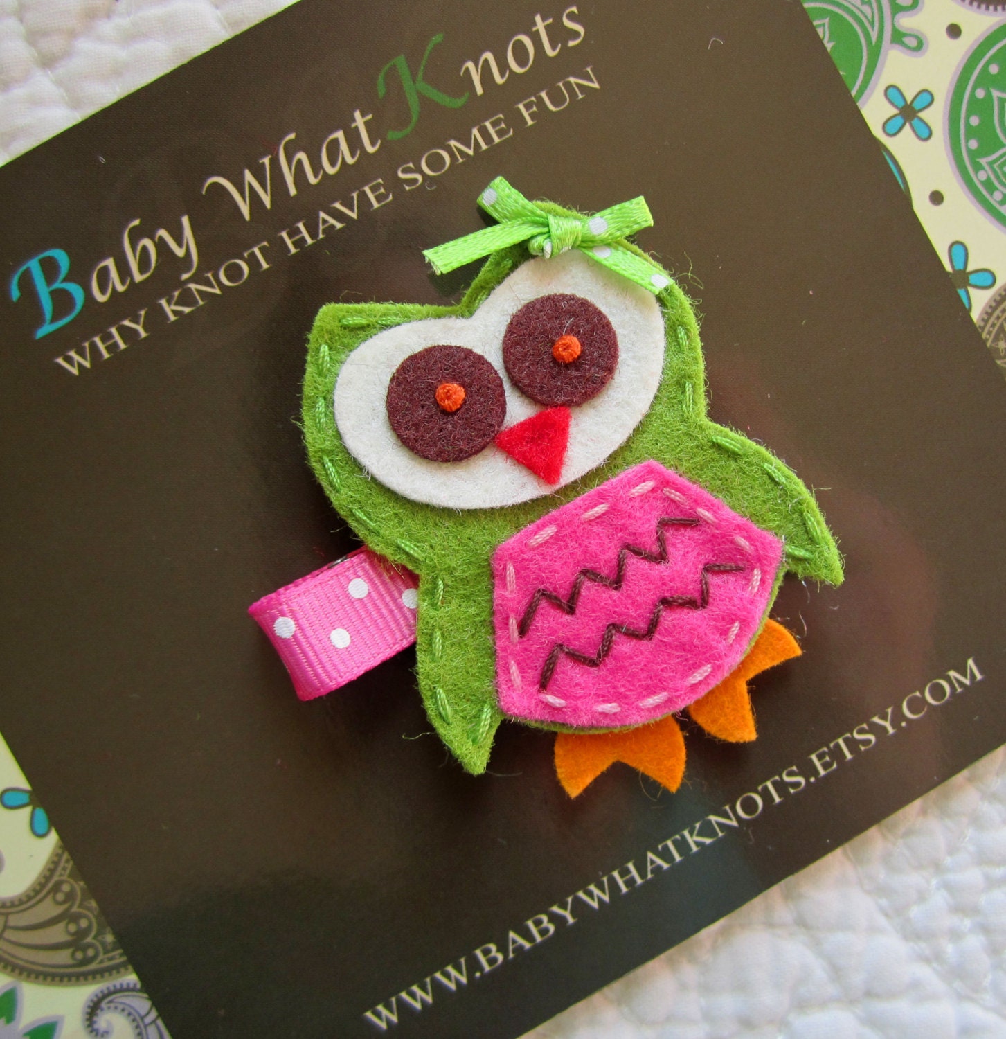 Owl Hair Clip, Green Owl Hair Clip, Owl Barrett