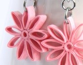 Pink Star Earrings Nine Pointed Paper Quilling bridesmaid gift with Niobium Earring Hooks Eco Friendly Earrings / Artisan Jewelry