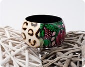 Giungla Fiori bracelet. Hand Painted Jewelry. Flowers Lace Bangle Bracelet. Floral fashion. Bright colors. Wide