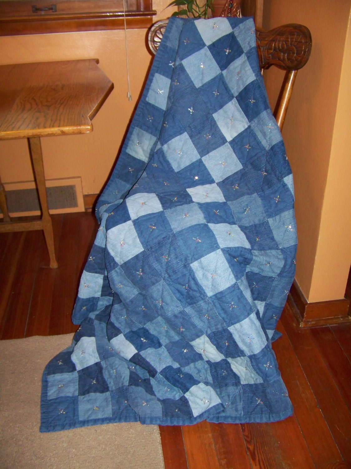 Popular items for blue jean quilt on Etsy