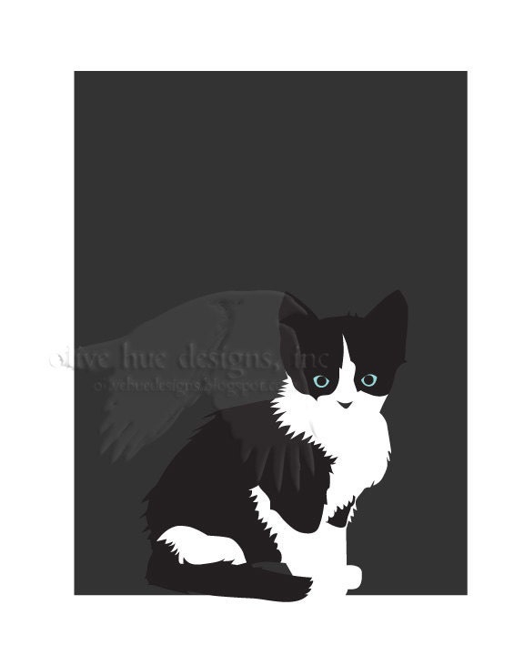 pepper 8x10 cute black & white tuxedo kitty