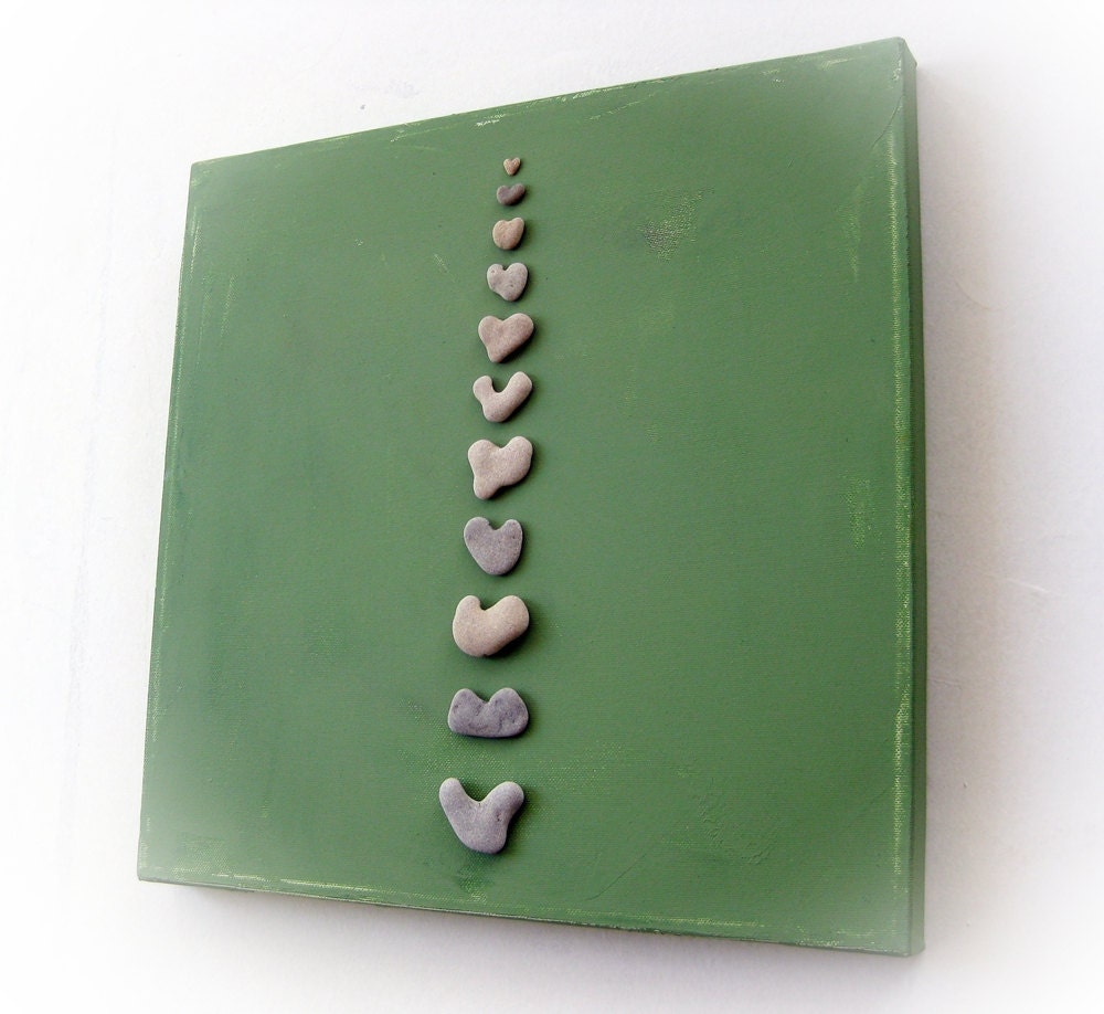 OOAK Unique 3D Wall Decor -  Heart shaped Beach rocks
