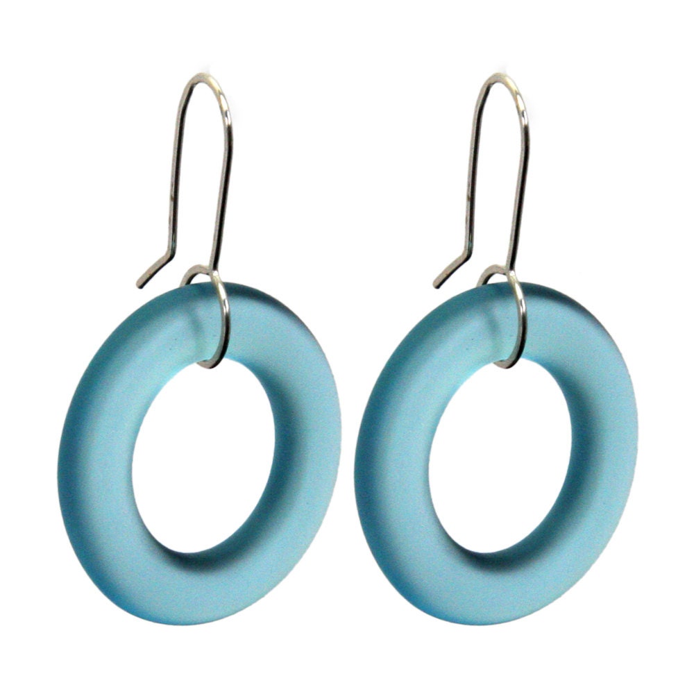 Small Hoop Recycled  Glass Earrings