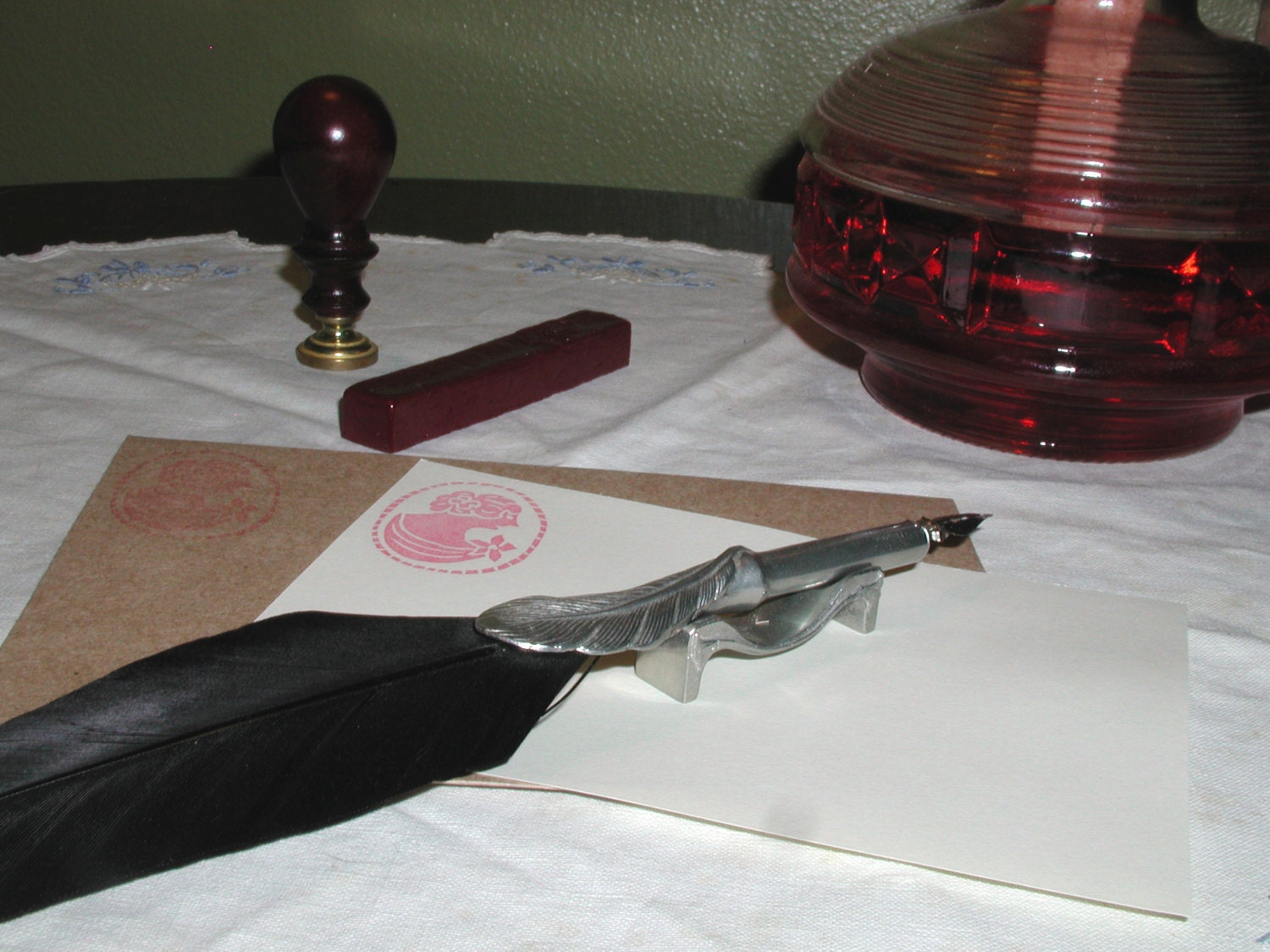 Hand Stamped Cameo Note Cards with Envelopes Set of 10