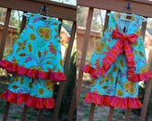 Girl's Ruffle Pinafore Capri Set, Pillow and Maxfield Garden Party, Sizes 3m to 4/5