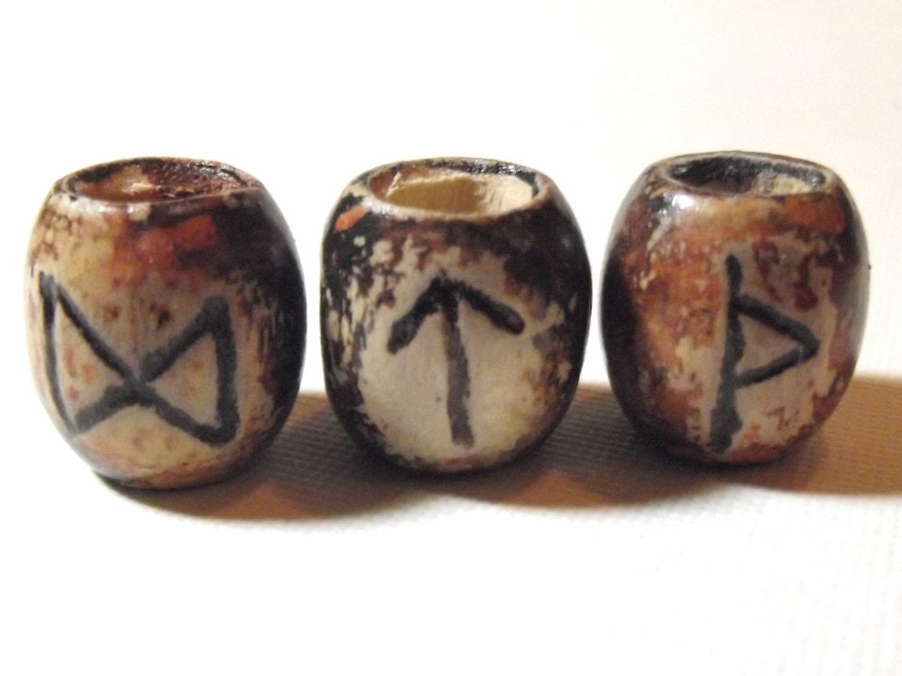 RUNE DREAD BEAD - Carved Wood - Choose Your Rune