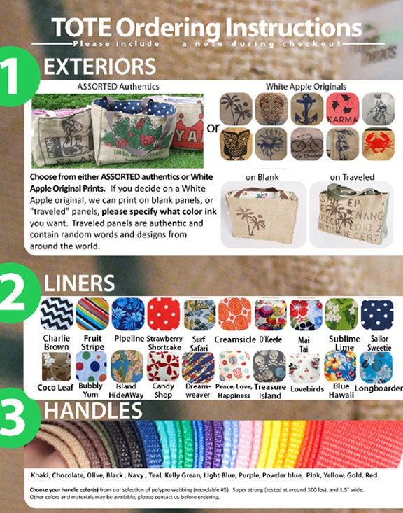 3 Eco-Friendly Semi Custom Tote Bags - Handmade from Recycled Coffee Sacks