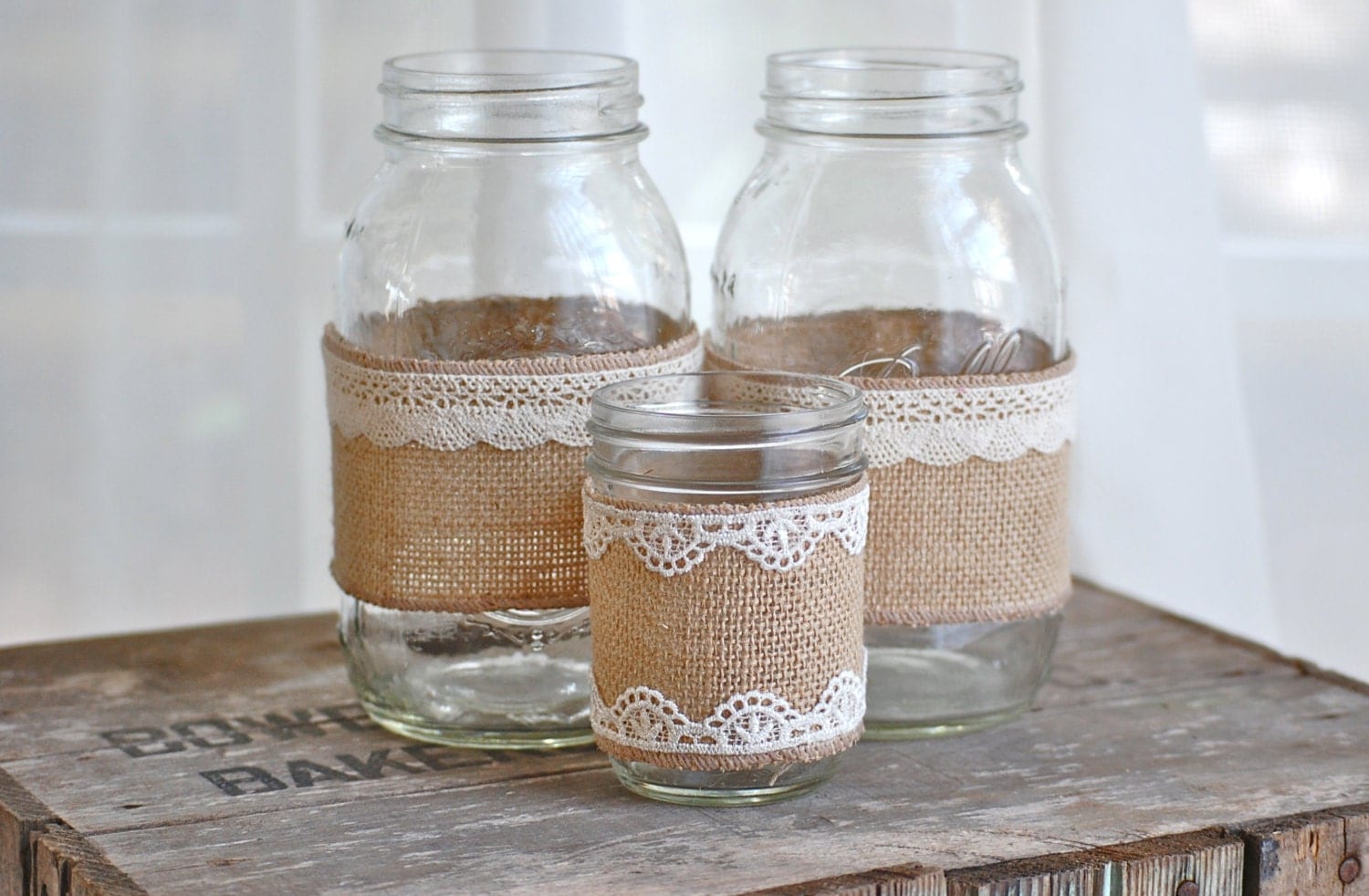 Lace Mason Jars for Party or Wedding | Lace mason jars 