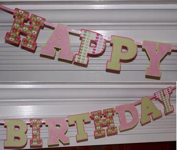 Happy Birthday Letter Banner ... Hearts and Tiaras ...green and pink ... READY TO SHIP ... adjustable Il_170x135