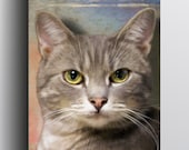 Grey Tabby Cat - 5x7 Giclee print on canvas