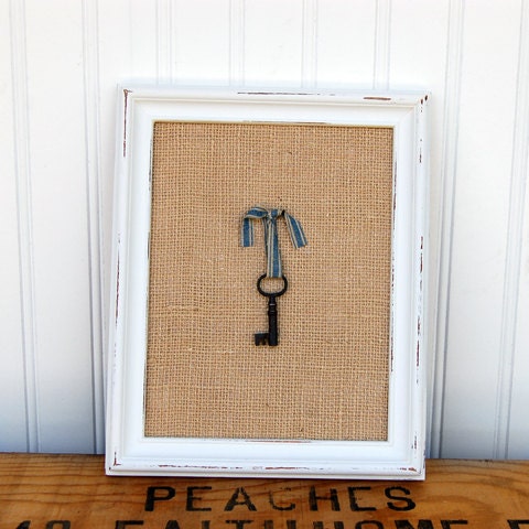 Shabby Framed Vintage Key