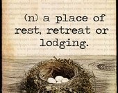 Vintage Bird's Nest with Definition Digital  Collage, Art, You Print 5x7 No.206 INSTANT DOWNLOAD