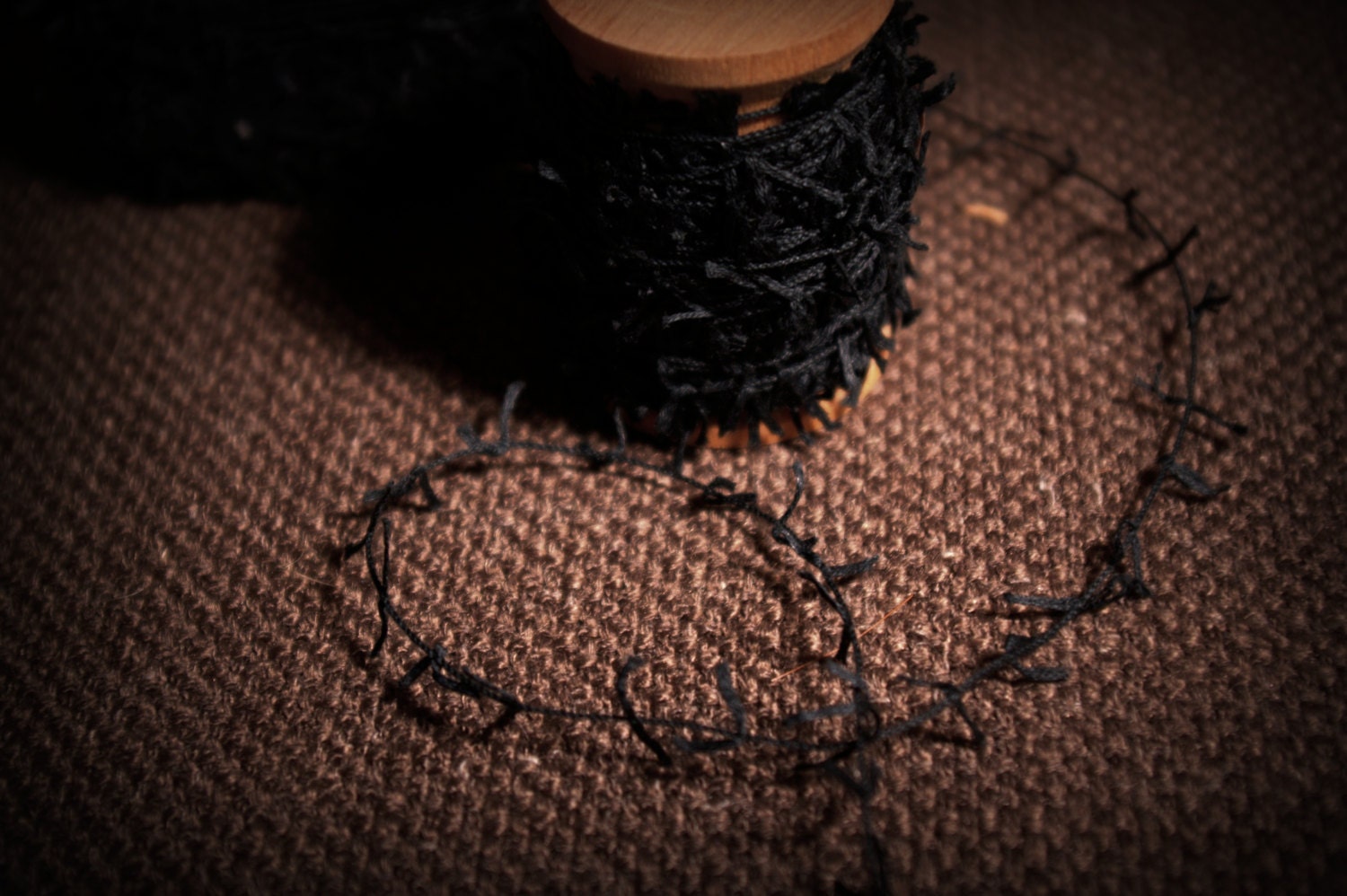 Chenille Cotton Yarn - Charcoal - 10 yards