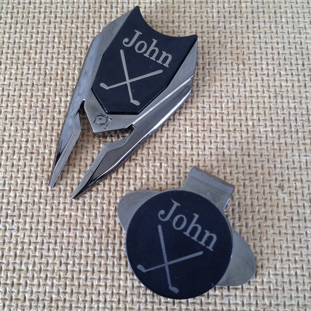 Personalized Golf Marker Set - 1-Divot Remover / Golf Ball Marker & 1-Hat Clip Golf Marker. Personailized/Customized