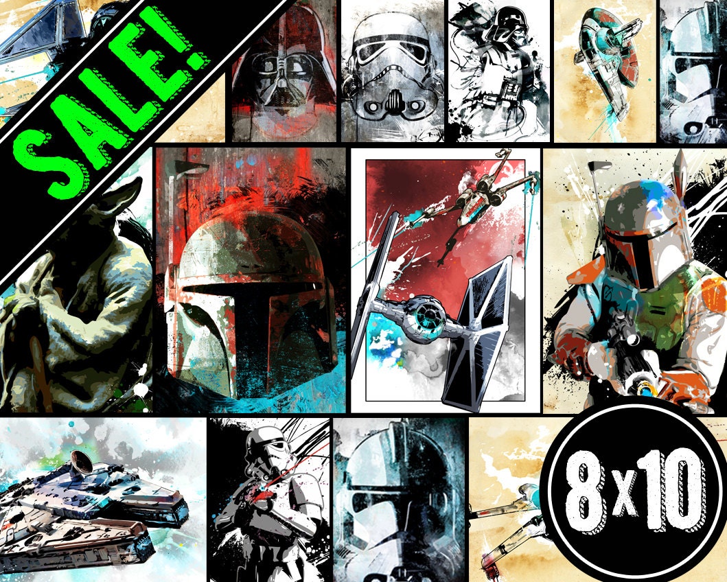 STAR WARS SALE - Art illustrations - Gift Pack - any 3 art prints size 8x10