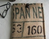 iPad Case/ Upcycled Coffee Bean Bag/ Go Green