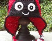 Love bug hat with earflaps Toddler size