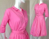 Vintage 1950s dress Pink blouse pleated skirt Harmony Belt June Cleaver Donna Reed Medium